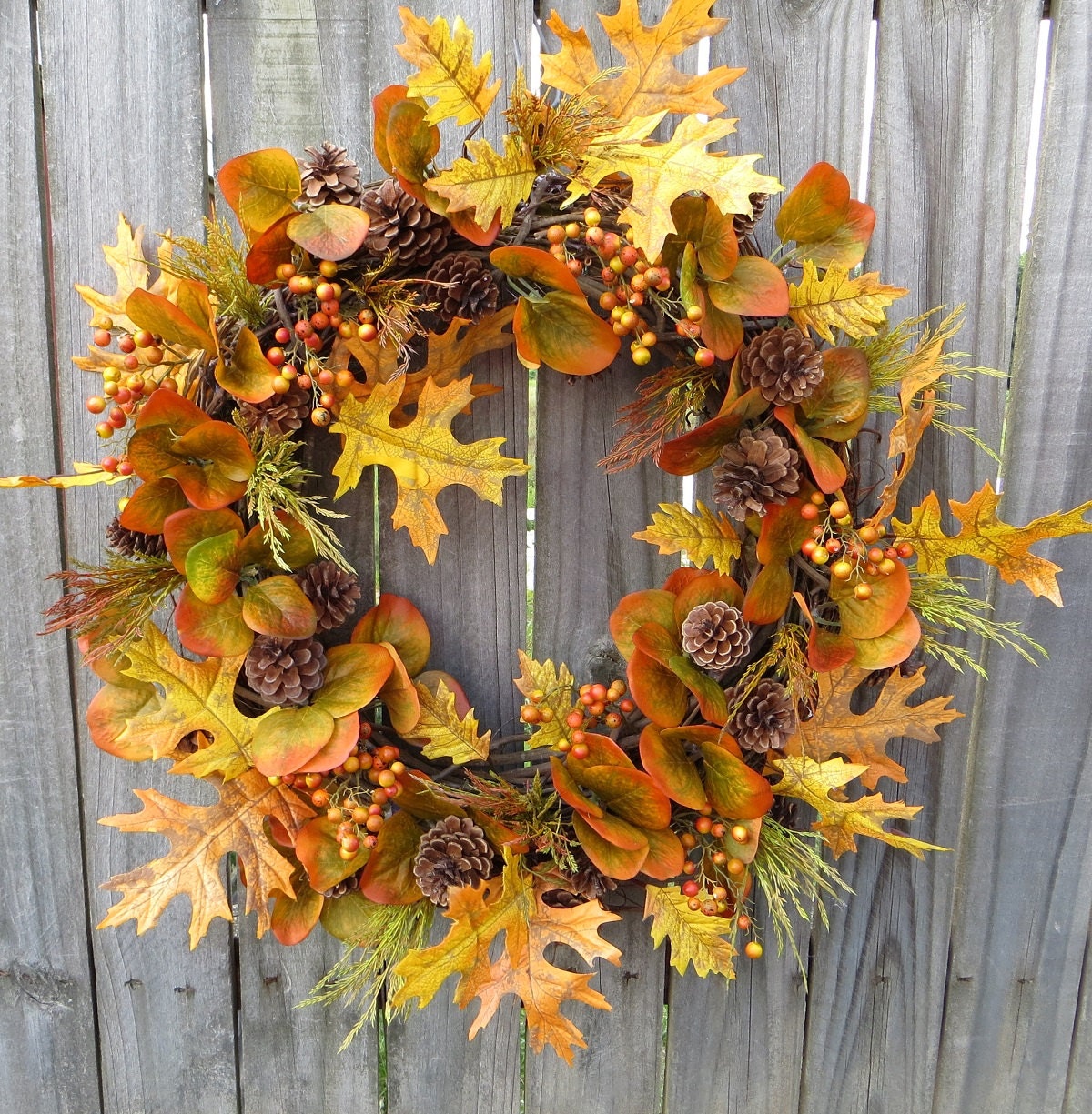 Fall Wreath Fall Oak Leaf Wreath Eucalyptus Fall Leaves