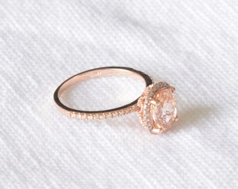 2.09 carat peach champagne sapphire, Rose gold, diamonds halo ...