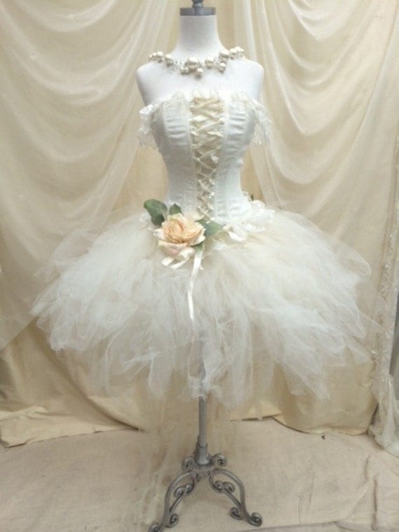 Wedding Ivory  tutu and corset, Prom corset tutu set//Quinceanera//Alba by Elena