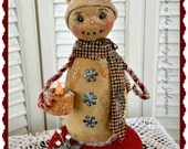 Primitive Snowman, Pin Cushion, Christmas Decoration, Winter Snowman, Snowman Pin Cushion, Cloth Doll