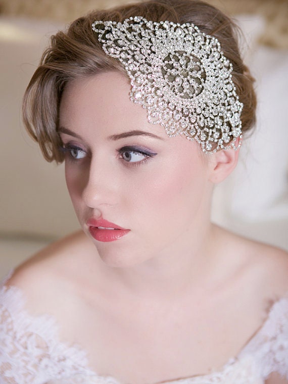 Silver Crystal Bridal Headpiece, Art Deco Crystal beaded head piece, Crystal Hair Piece Comb, Crystal Wedding Hair Accessories, STYLE 143a