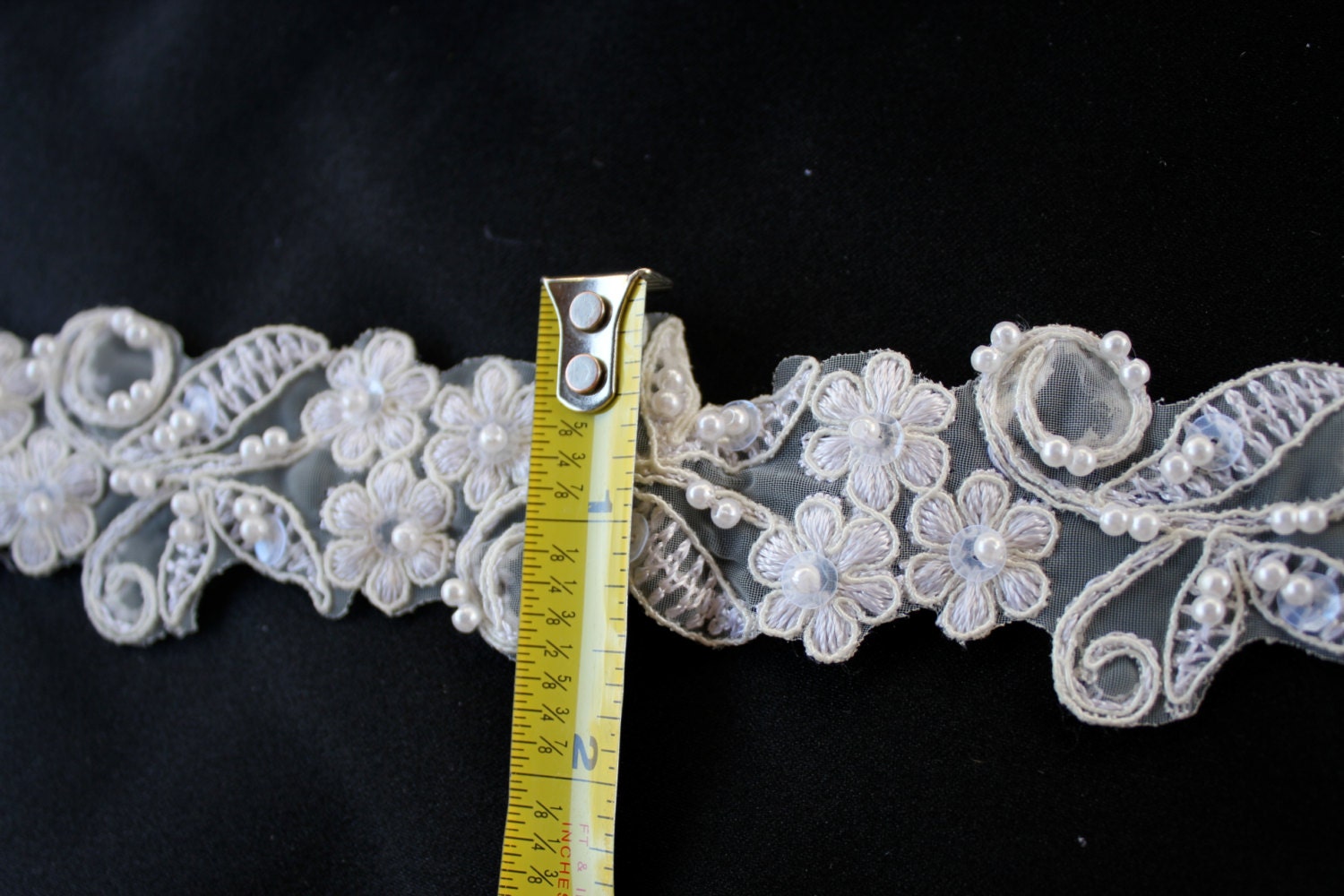 IVORY beaded lace trim BRIDAL TRIMMING by the yard 1.5