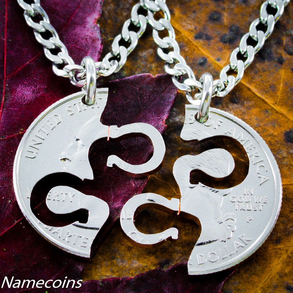 Horseshoe Necklace Equestrian Jewelry Friendship set hand