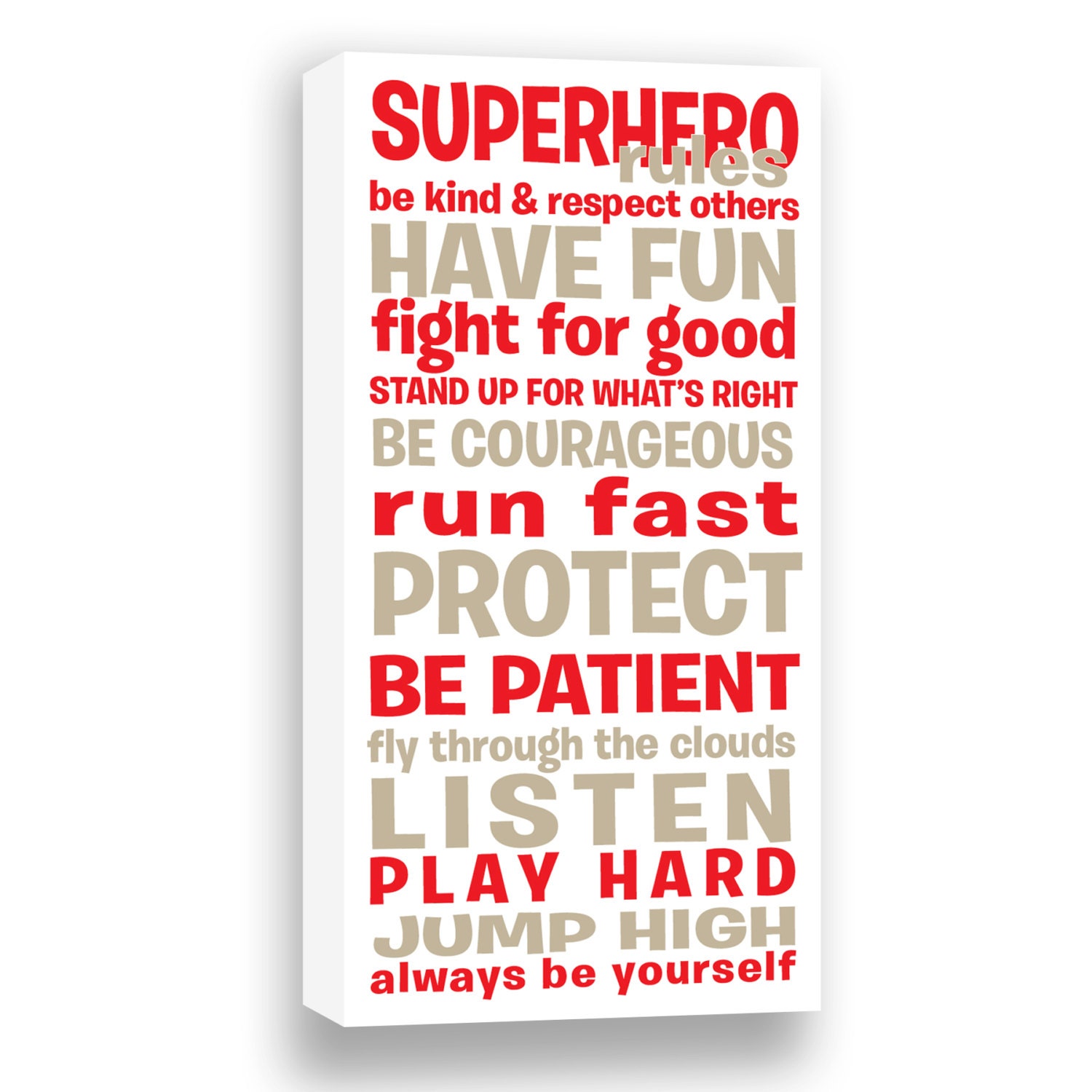 Superhero Rules Gallery Wrapped Canvas Boy's Room Decor