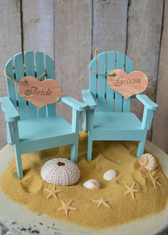 -beach-wedding-cake topper-bride-groom-chairs-destination-miniature 