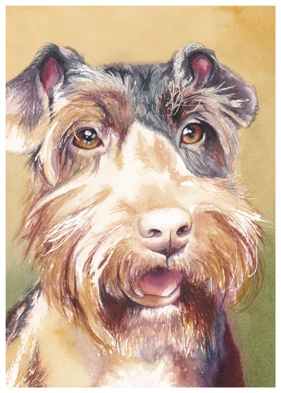 Schnauzer Watercolor Giclee Fine Art Print 5x7