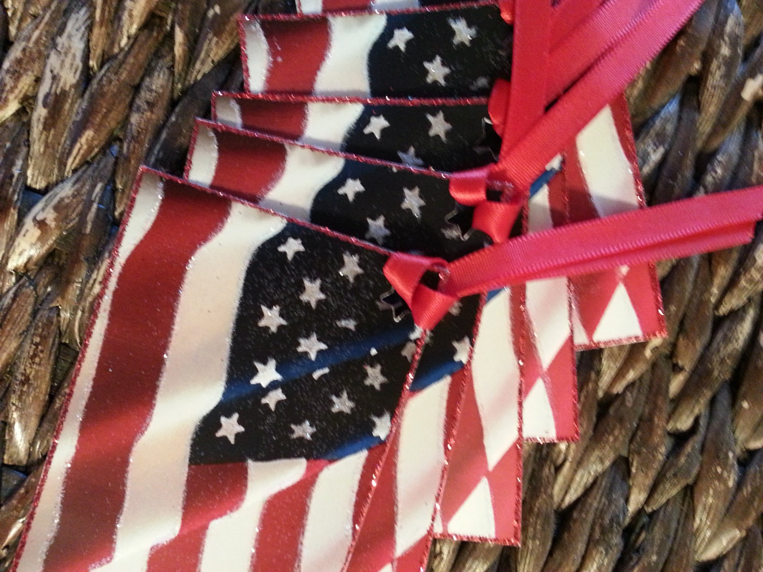Gift Tags Qty 4 HandGlittered American Flag Gift Tags with