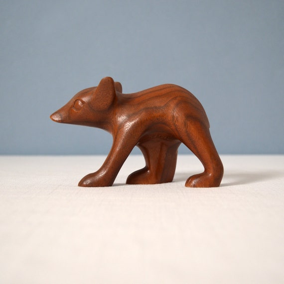 Vintage Cherokee Wood Carving Bear Cub Figurine by MidModMomStore