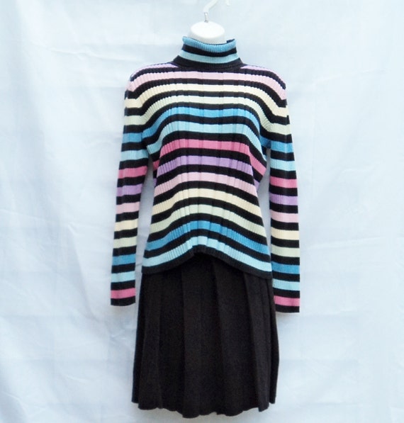 rainbow striped turtleneck