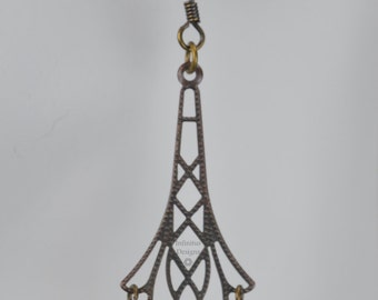 Yellow Art Deco Filigree Chainmail Chandelier Drop Earrings - "Yellow Flappers"