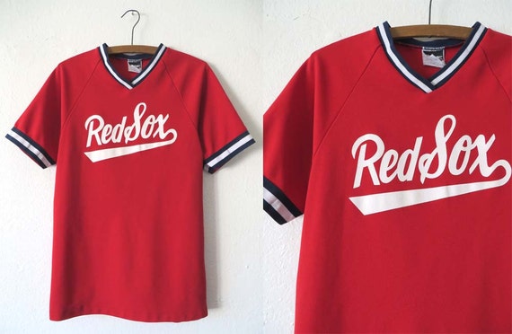 vintage Boston Red Sox Baseball Jersey Throwback MLB V Neck