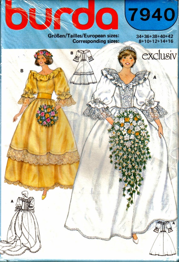 Lady Diana s Wedding  Gown Dress  Sewing Pattern  Burda  7940