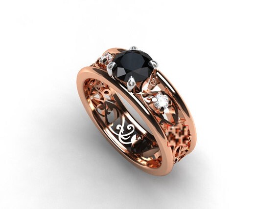 Black diamond rings rose gold