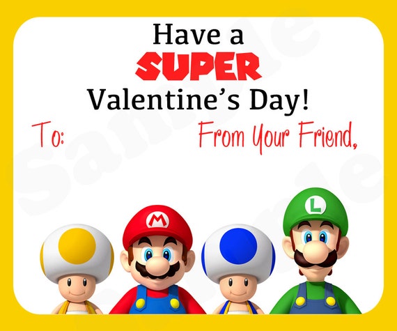 Super Mario Friends Printable Birthday Valentines Day
