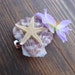 Seashell Hair Accessory - Handmade Barrette Design - Beach and Nautical Hair Piece - Scallop Seashell - Starfish Accessory - Purple Flower