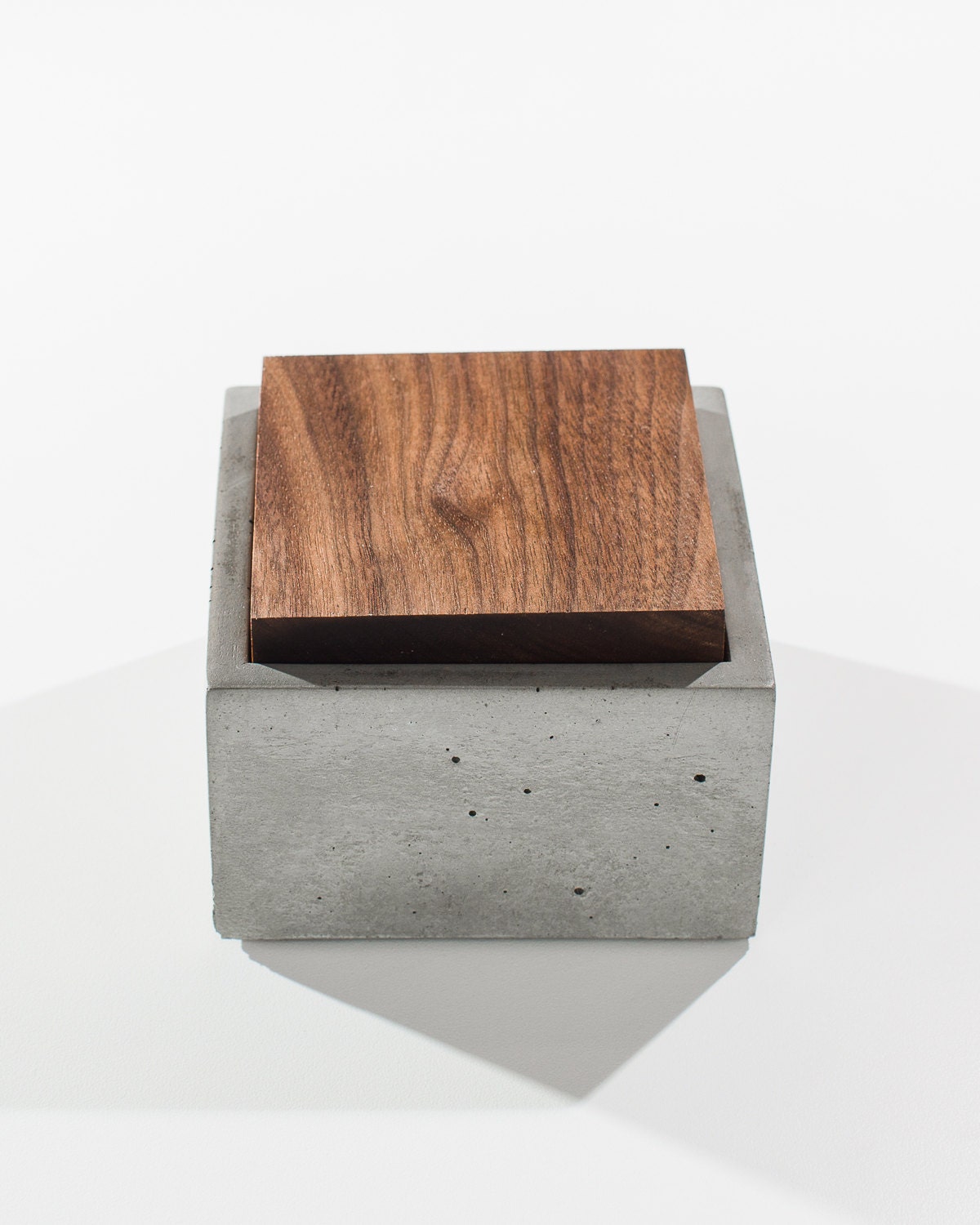 Small Grey Concrete Box with solid Dark American Walnut or