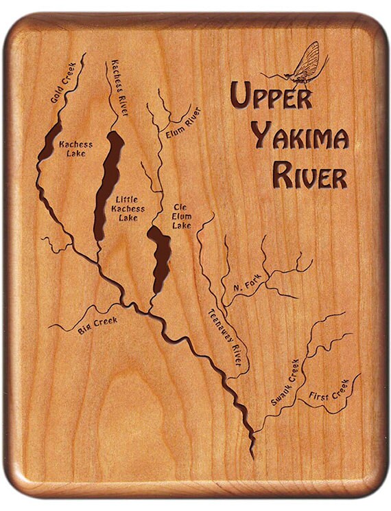 UPPER YAKIMA RIVER Map Fly Fishing Fly Box Custom Engraved