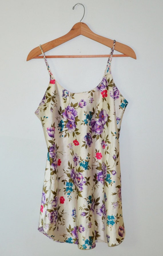 Vintage Lingerie 80s Nightgown Floral Print by founditinatlanta