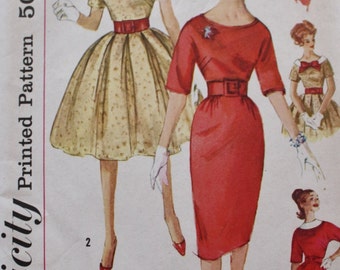 1950s Dress Sewing Pattern / Two Skirts/ Simplicity 3536/ UNCUT /Vintage Pattern /Bust 36
