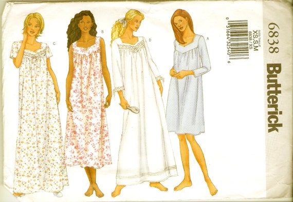 Butterick 6838 Misses' Nightgown Sewing Pattern 6-10