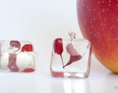 Red dangle earrings -Resin earrings -Red berry inside