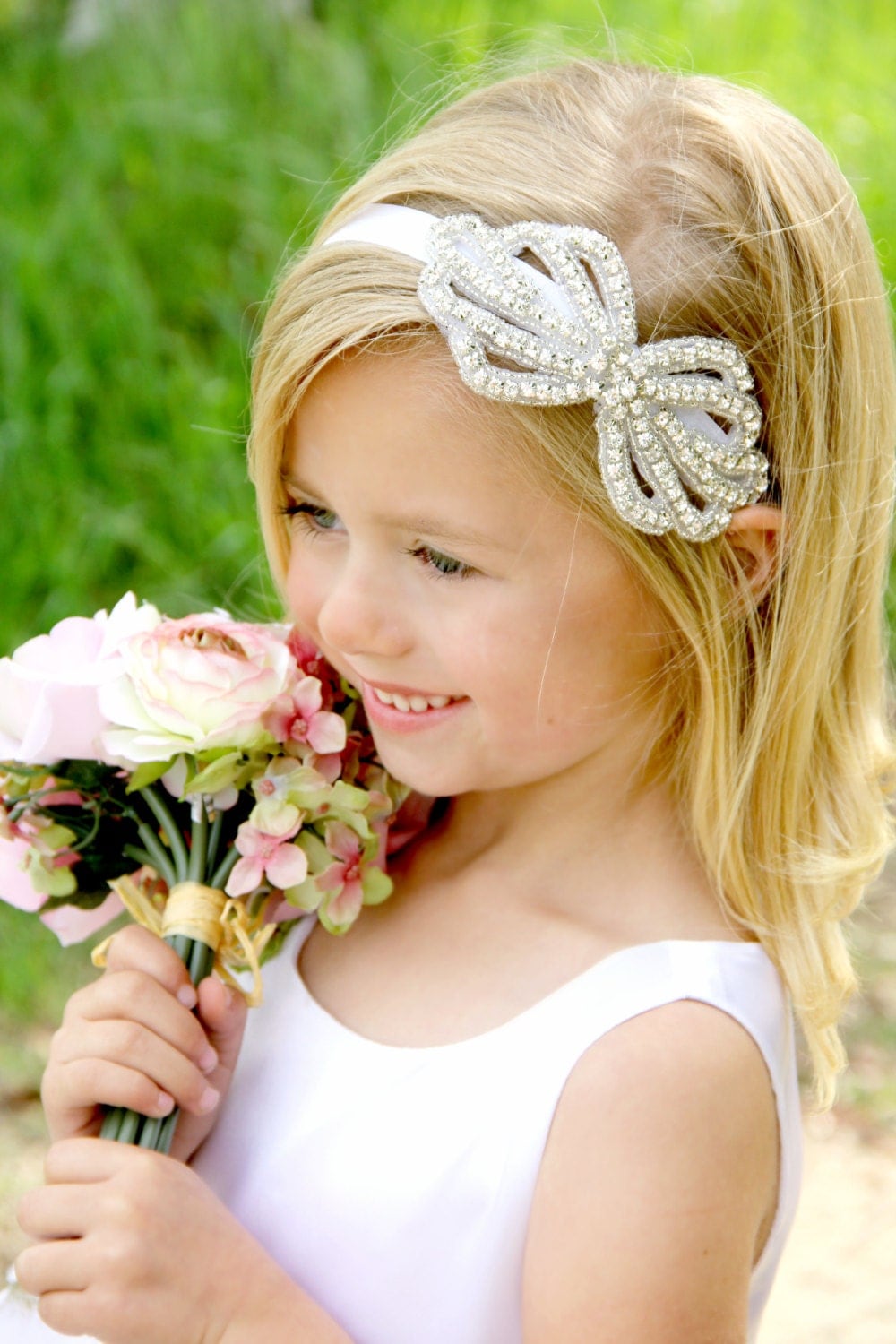  Flower  Girl  Headband  Rhinestone Headband  Forehead Headband 