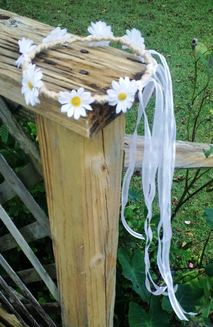 Daisy Hair Wreath, Flower Girl Hair wreath, Flower Girl Head band, Rustic wedding, Daisy Wedding, Flower girl