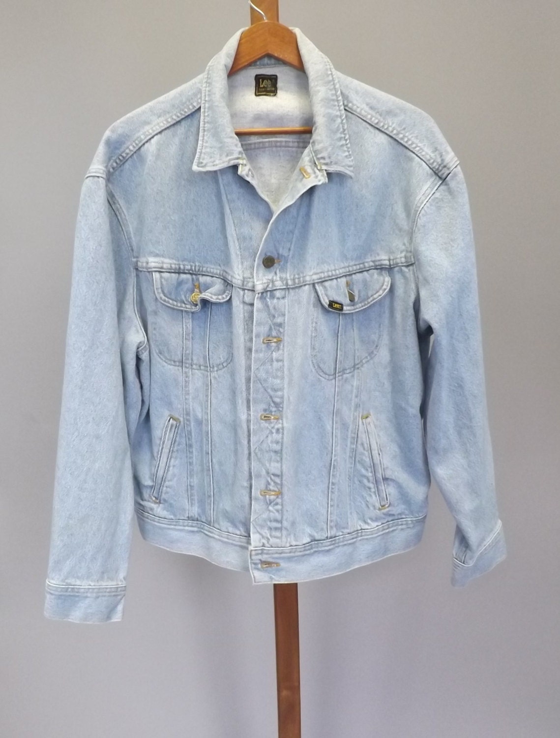 Vintage 80s 90s Lee Jean Jacket Light Blue Womens Mens Denim