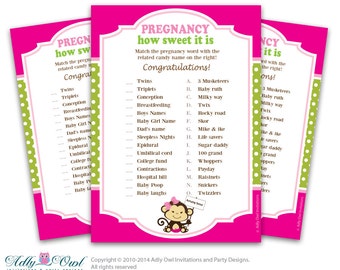 426 New baby shower game how sweet it is answer key 278 monkey pregnancy how sweet it is m atch a candy game in hot pink green 