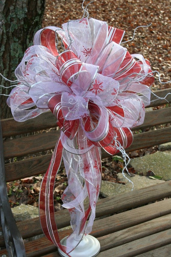 christmas tree topper ribbon topper bow topper red and christmas tree topper ribbon topper bow topper red and