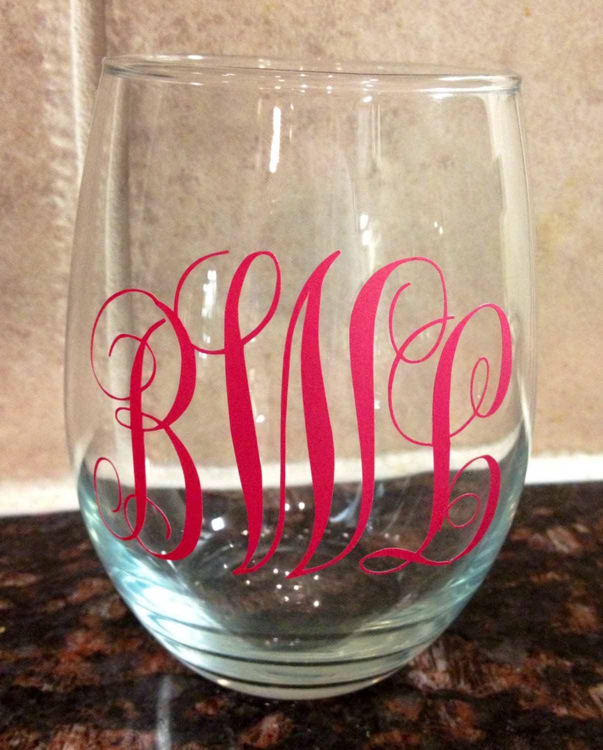 Personalized Acrylic Stemless Wine Glass by SealedWithAPaw on Etsy