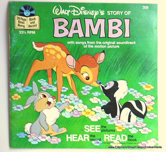 Bambi Book & Record Disney's 7 LP 1977