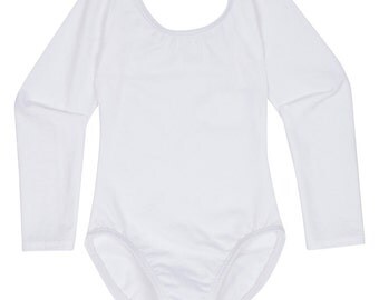WHITE Toddler & Girls Long Sleeve Ballet Dance Leotard