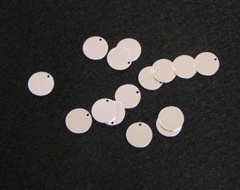 Fifteen Silver Circle Drops - Brass - 12 mm - Metal Blanks for Stamping