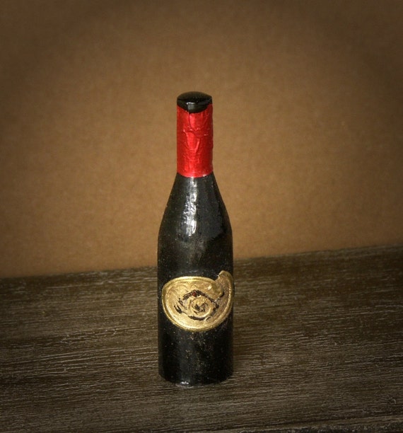 Miniature Bottle of Red Wine for Your Dollhouse