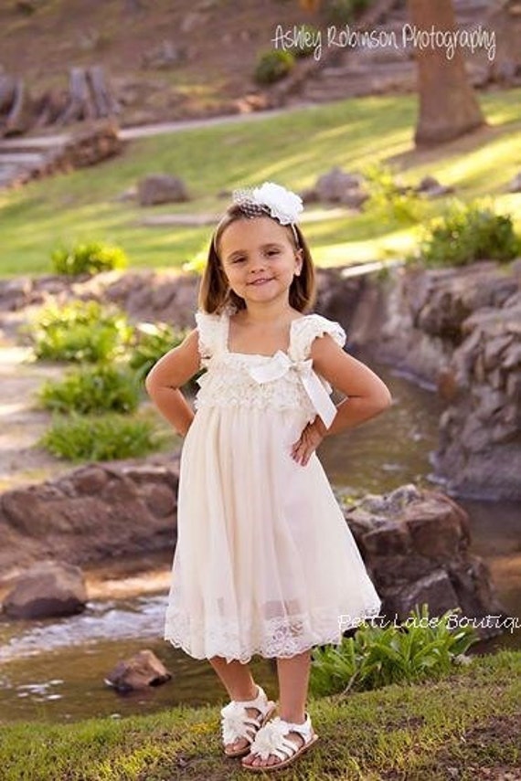 Items similar to Wedding dress, IVORY dress, up to 11 YEARS old Cap ...