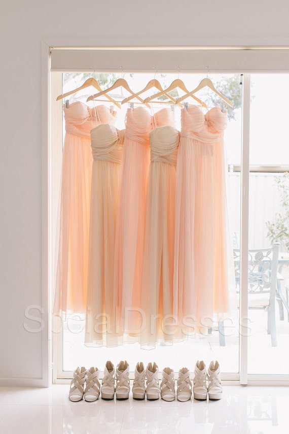 Fascianting Peach A-line Sweetheart Neckline Floor Length Bridesmaid/Prom/Wedding Party Dress, custom made, made to order