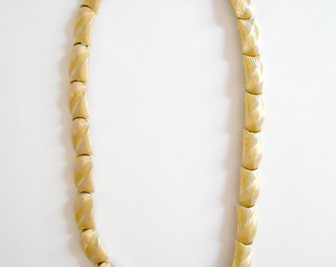 Vintage Trifari Gold Tone Necklace Brushed Gold Tone Choker Signed 14" 1970s Jewelry