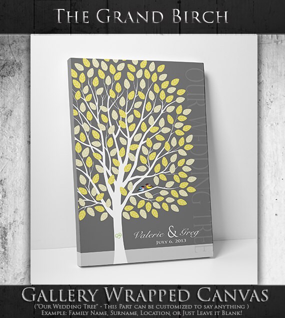 Wedding Tree Guest Book - Thumbprint Tree Guest Book - Wedding Tree Guestbook 100-300 Guest Sign In - Canvas 24x36 Inches by WeddingTreePrints