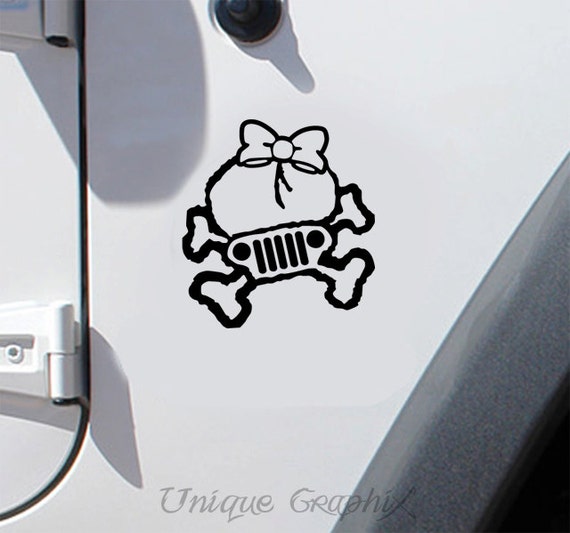 Jeep Wrangler skull and bones Vinyl Decal Sticker by UniqueGraphix