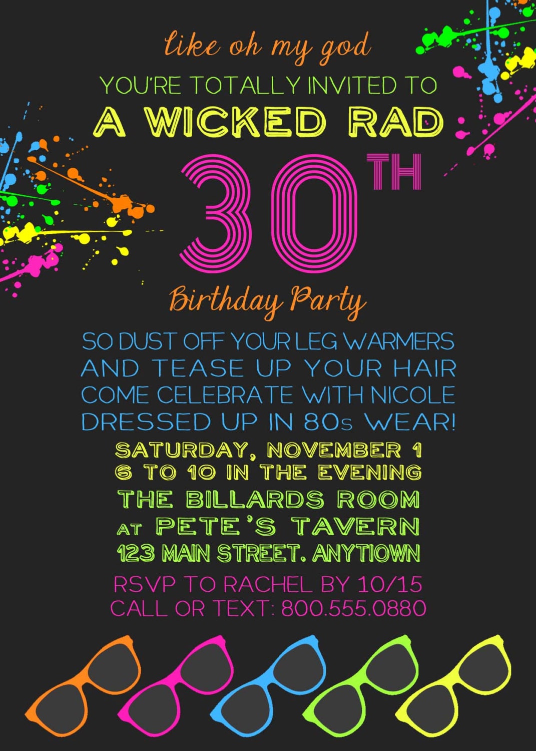 80S Theme Party Invitations 1