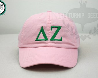 Delta Zeta Greek Only Sorority Baseball Cap - Custom Color Hat and Embroidery.
