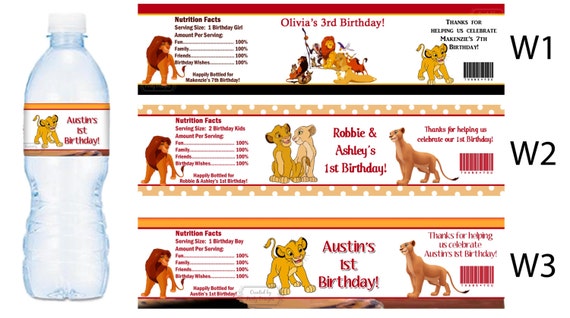 Lion King Water Bottle Labels PRINTED FOR YOU by PartyDesigns4U