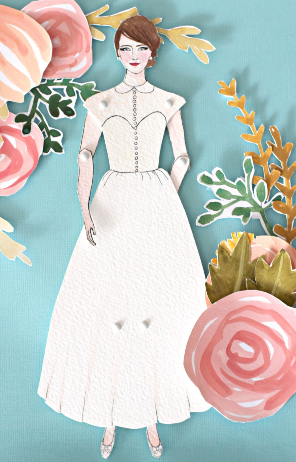 Custom wedding portrait paper dolls