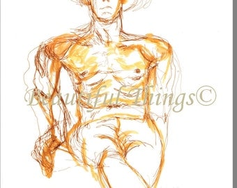 Marlboro Man, Cowboy Hat Jeans Texas Farm Cowgirl Horseback Rider Romance Ranch Hand Wild West Sepia Original Art Print