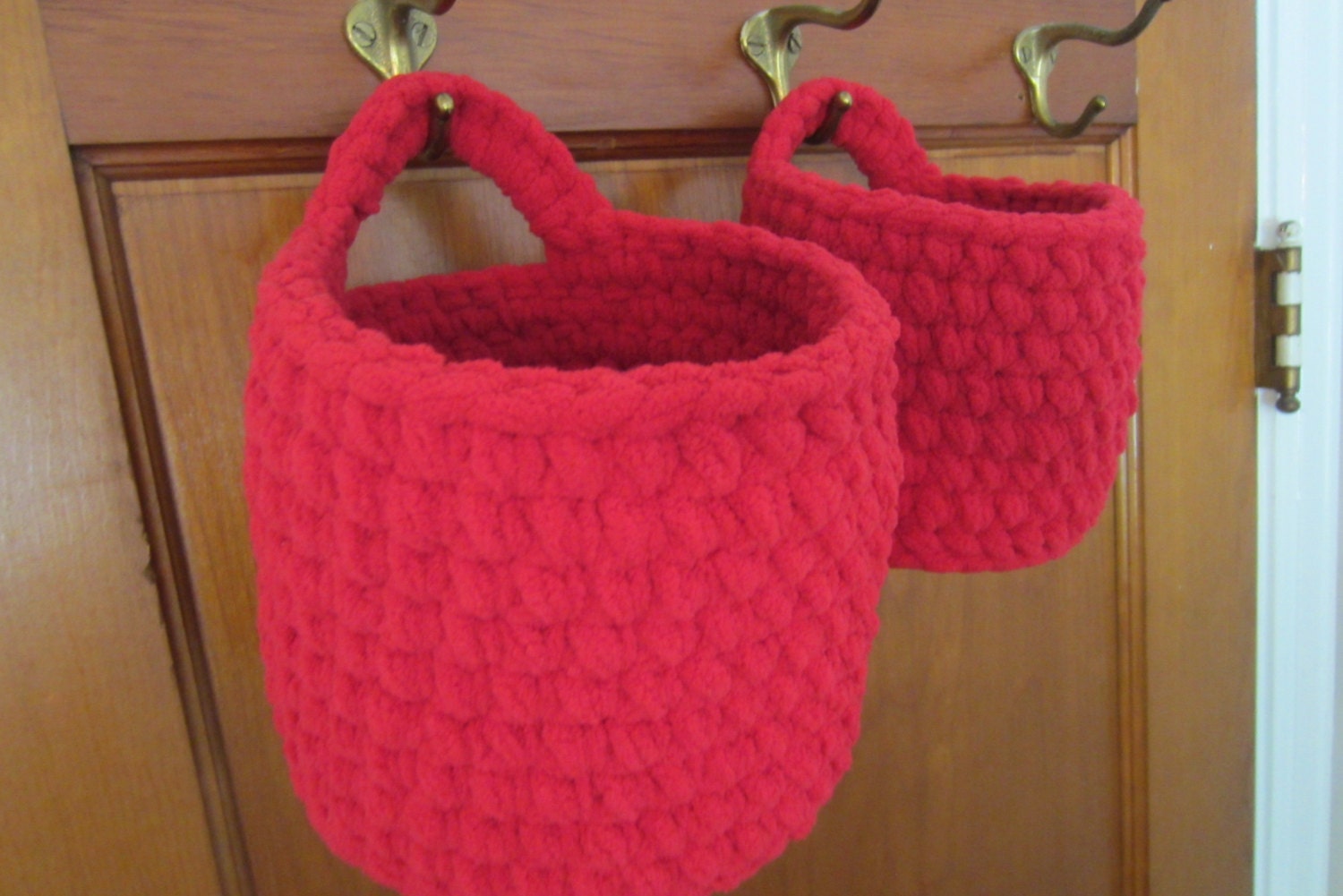 Crocheted Hanging Baskets Nesting Storage Basket Door Knob