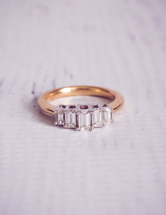 The Alice 1960�s Style Baguette Diamond Engagement Ring
