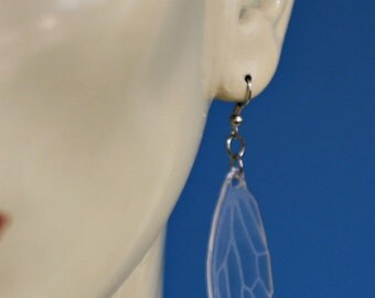 Clear Acrylic Laser Etched Cicada Wing Earrings