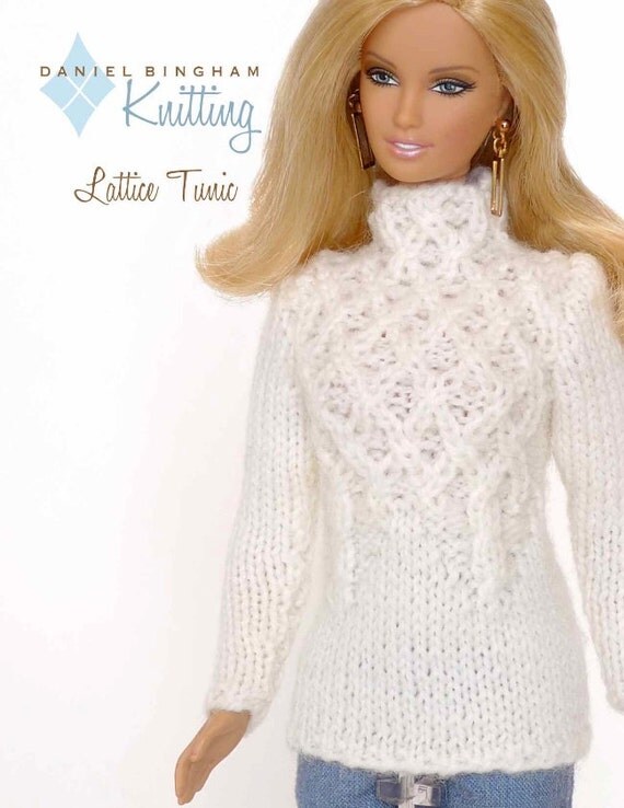 Knitting pattern for 11 1/2 doll Barbie: Lattice Tunic