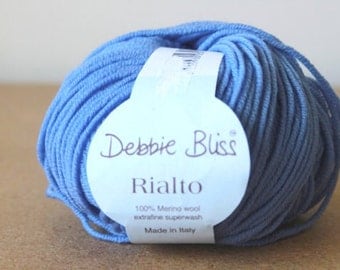 Merino Wool Yarn, Debbie Bliss, blue yarn, superwash yarn, medium weight yarn, knitting yarn, crochet yarn